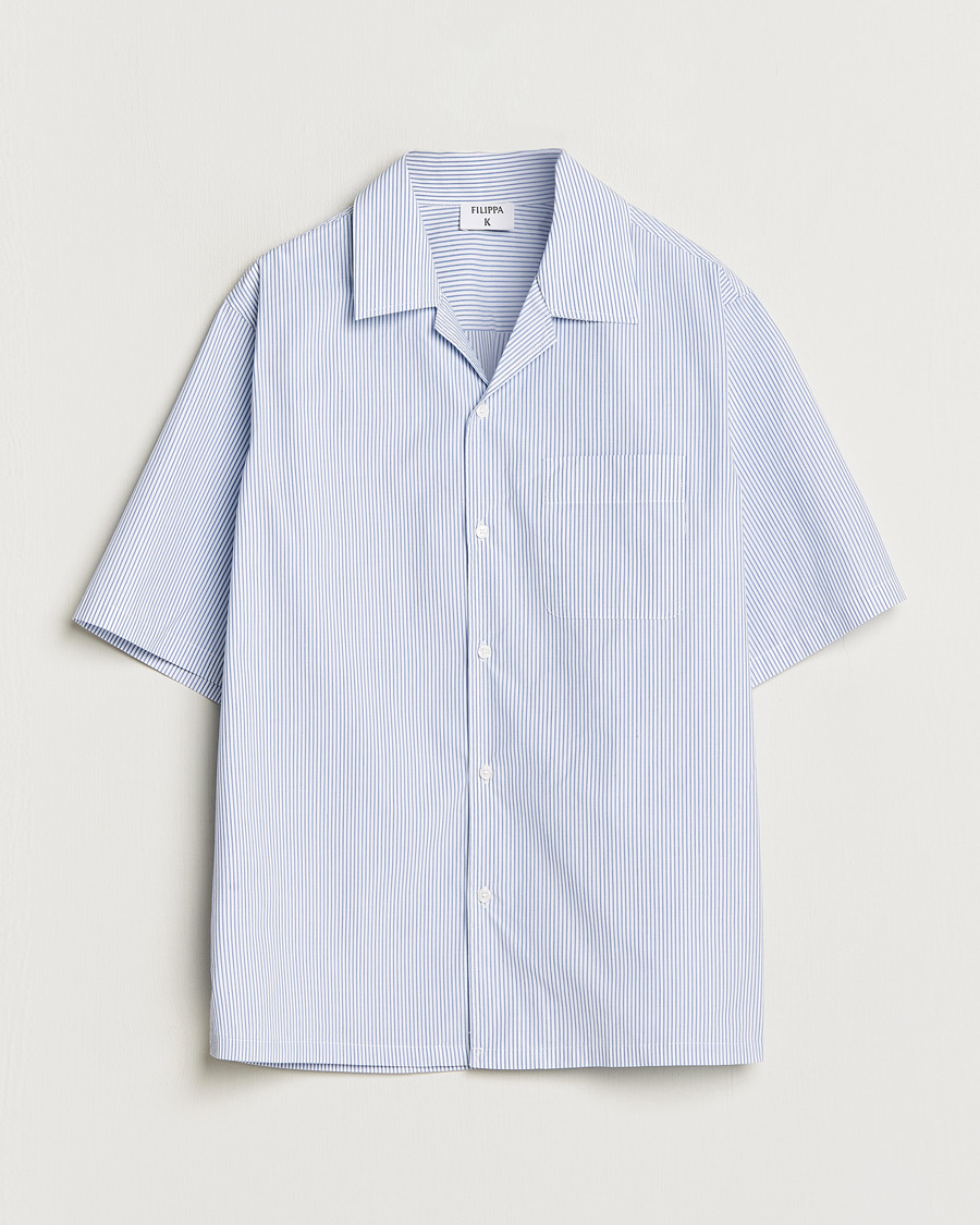 Homme | Chemises | Filippa K | Striped Short Sleeve Resort Shirt Blue/White