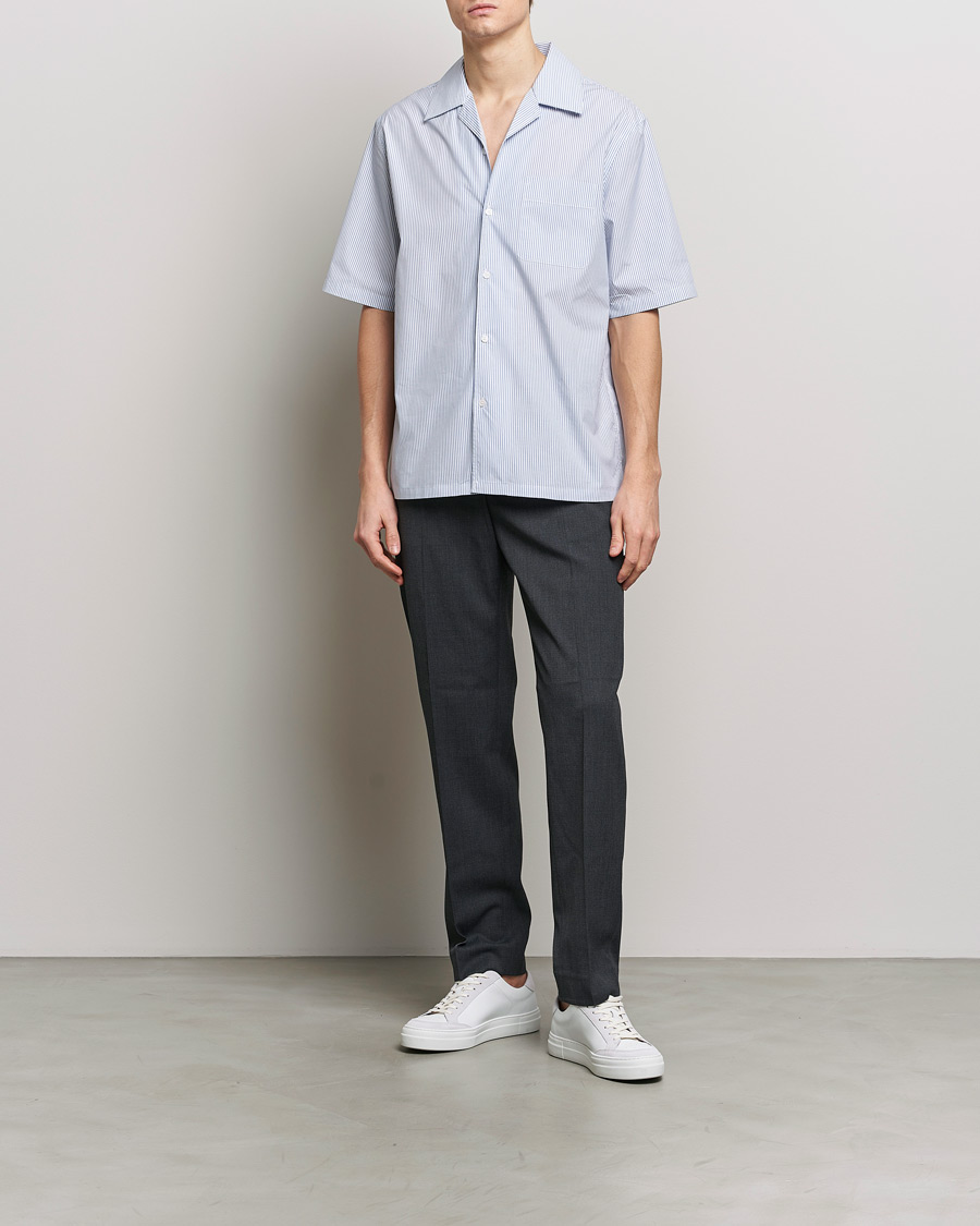 Homme | Chemises | Filippa K | Striped Short Sleeve Resort Shirt Blue/White