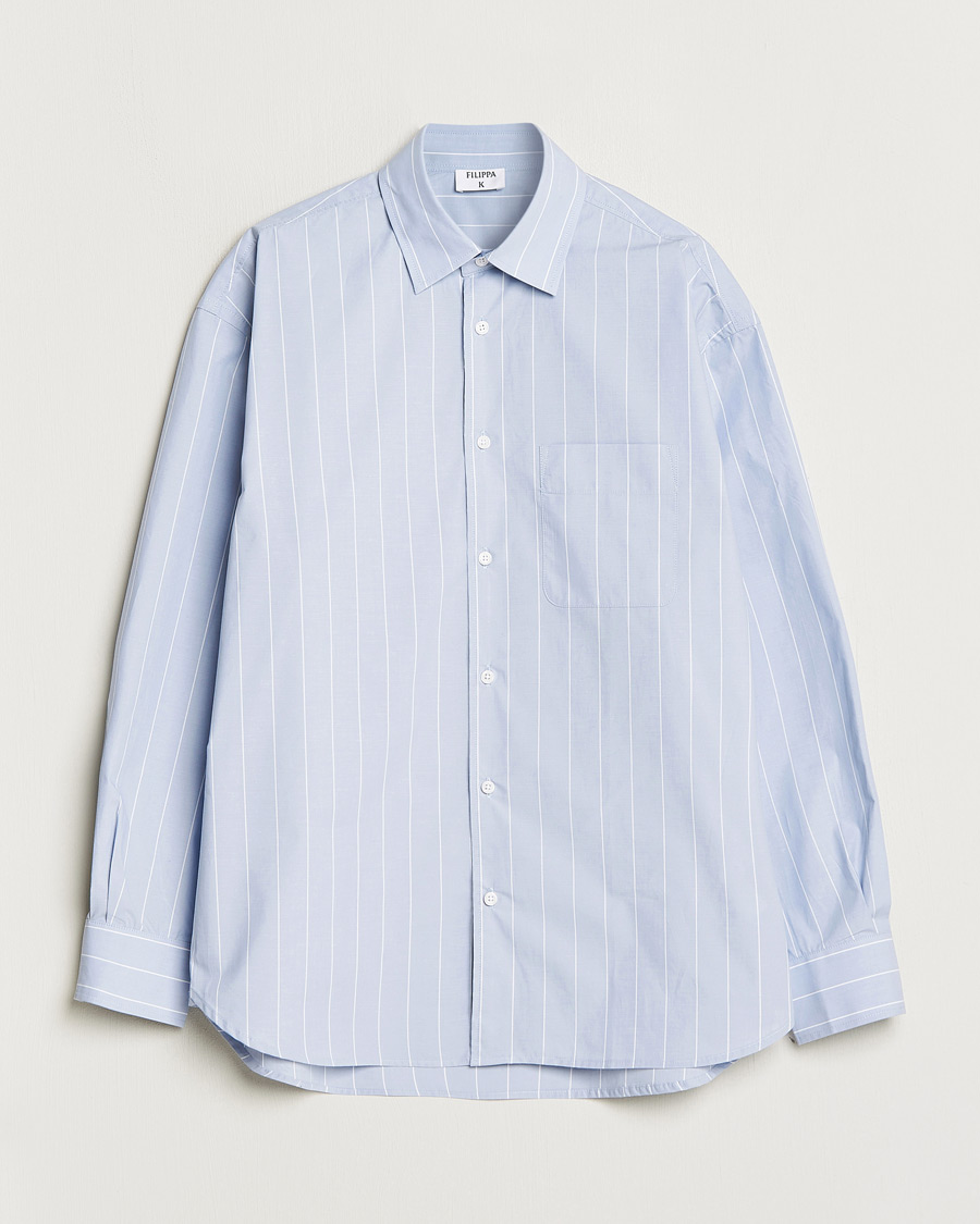 Homme | Chemises | Filippa K | Striped Poplin Shirt Faded Blue/White
