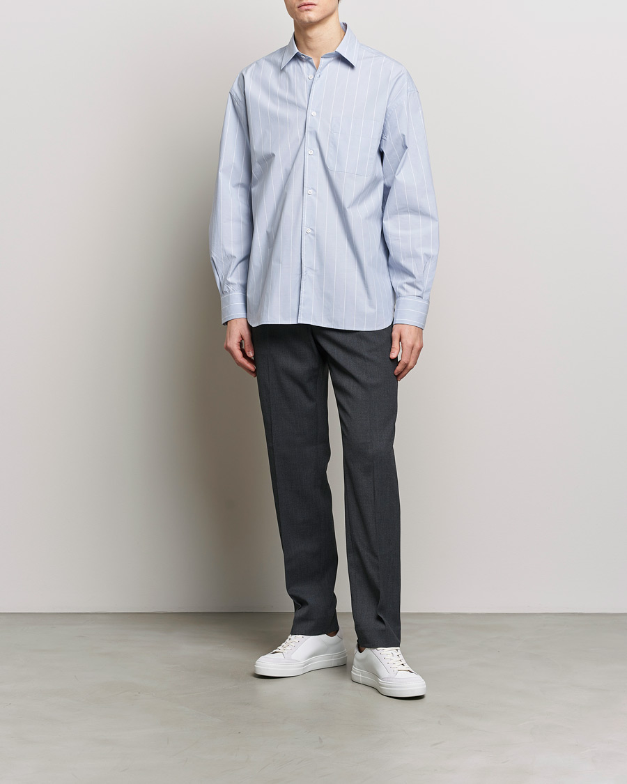 Homme | Chemises | Filippa K | Striped Poplin Shirt Faded Blue/White