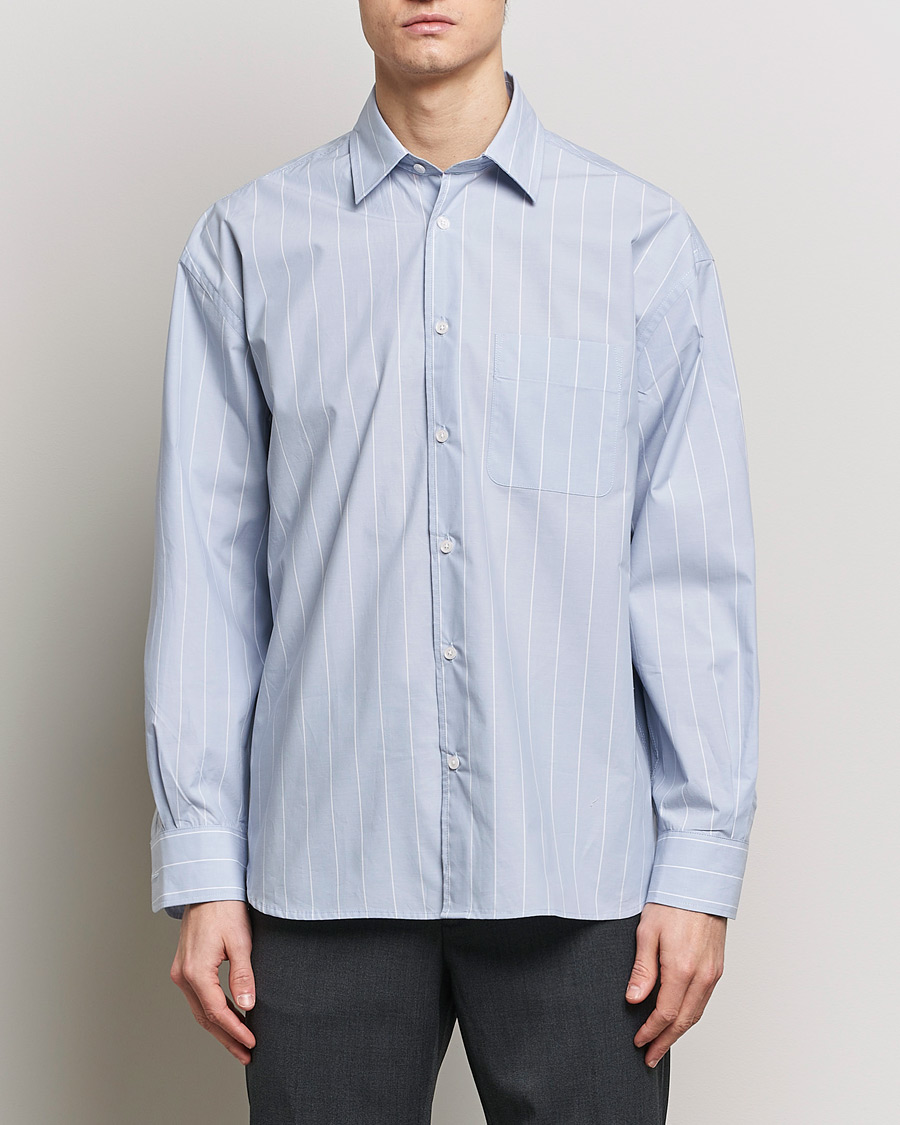 Homme |  | Filippa K | Striped Poplin Shirt Faded Blue/White