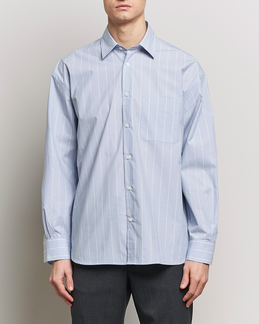 Homme | Chemises | Filippa K | Striped Poplin Shirt Faded Blue/White