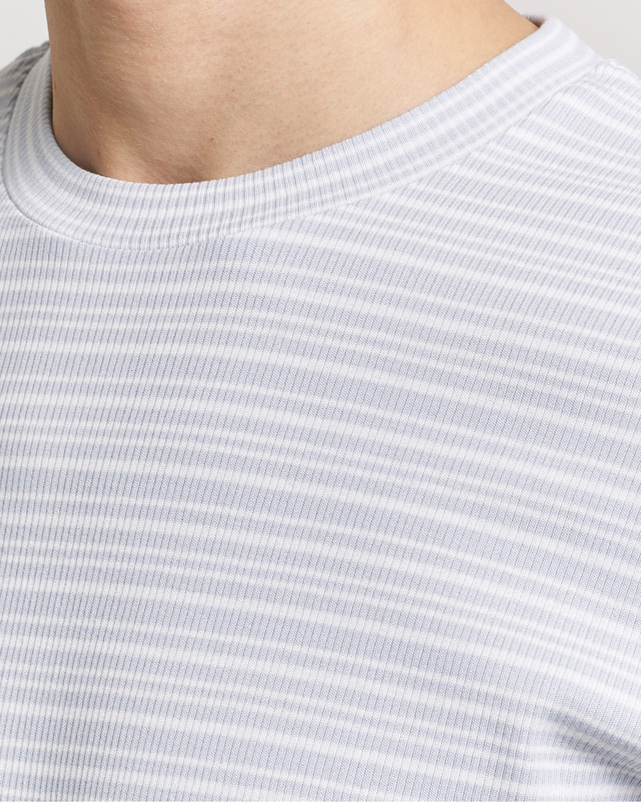 Homme | T-shirts | Filippa K | Striped Rib T-Shirt Mist Blue/White