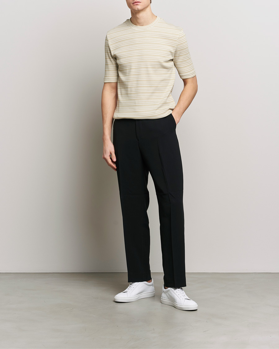 Homme | T-shirts | Filippa K | Striped Rib T-Shirt Dark Yellow/White