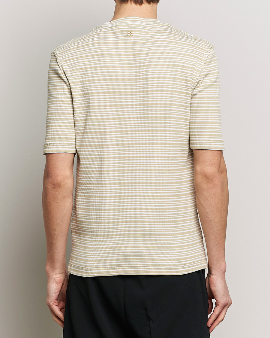 Homme | T-shirts | Filippa K | Striped Rib T-Shirt Dark Yellow/White