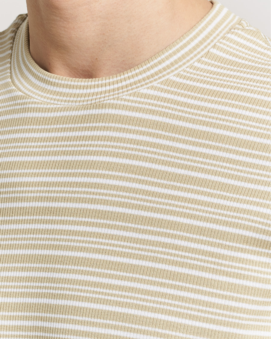 Homme | T-shirts | Filippa K | Striped Rib T-Shirt Dark Yellow/White