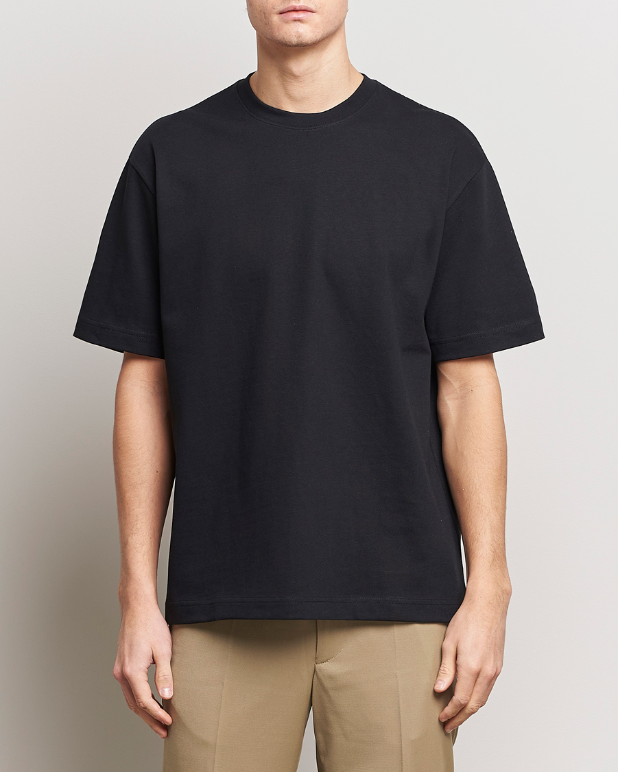 Homme | T-Shirts Noirs | Filippa K | Heavy Cotton Crew Neck T-Shirt Black