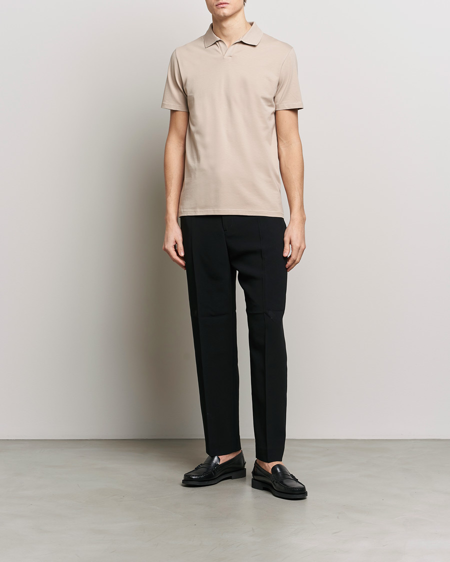 Homme | Polos | Filippa K | Soft Lycra Polo T-Shirt Light Taupe
