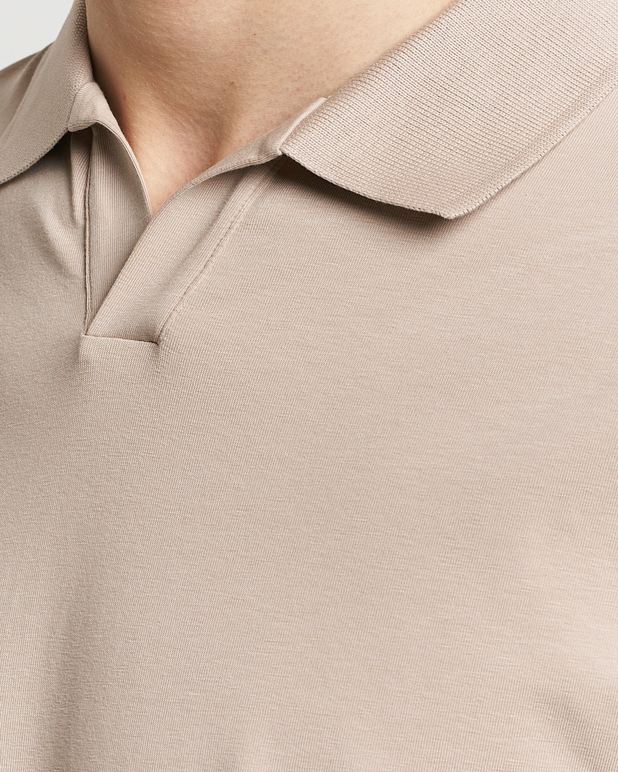Homme | Polos | Filippa K | Soft Lycra Polo T-Shirt Light Taupe