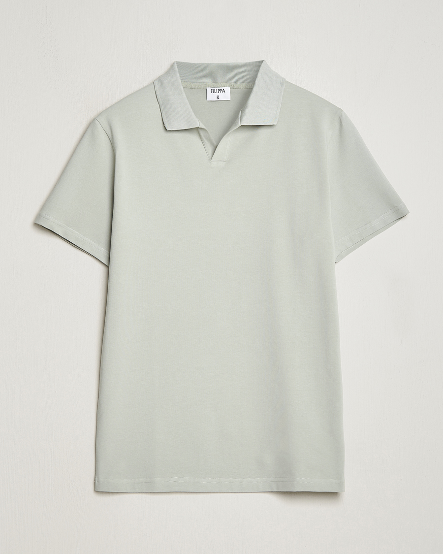 Homme | Polos | Filippa K | Soft Lycra Polo T-Shirt Green Grey