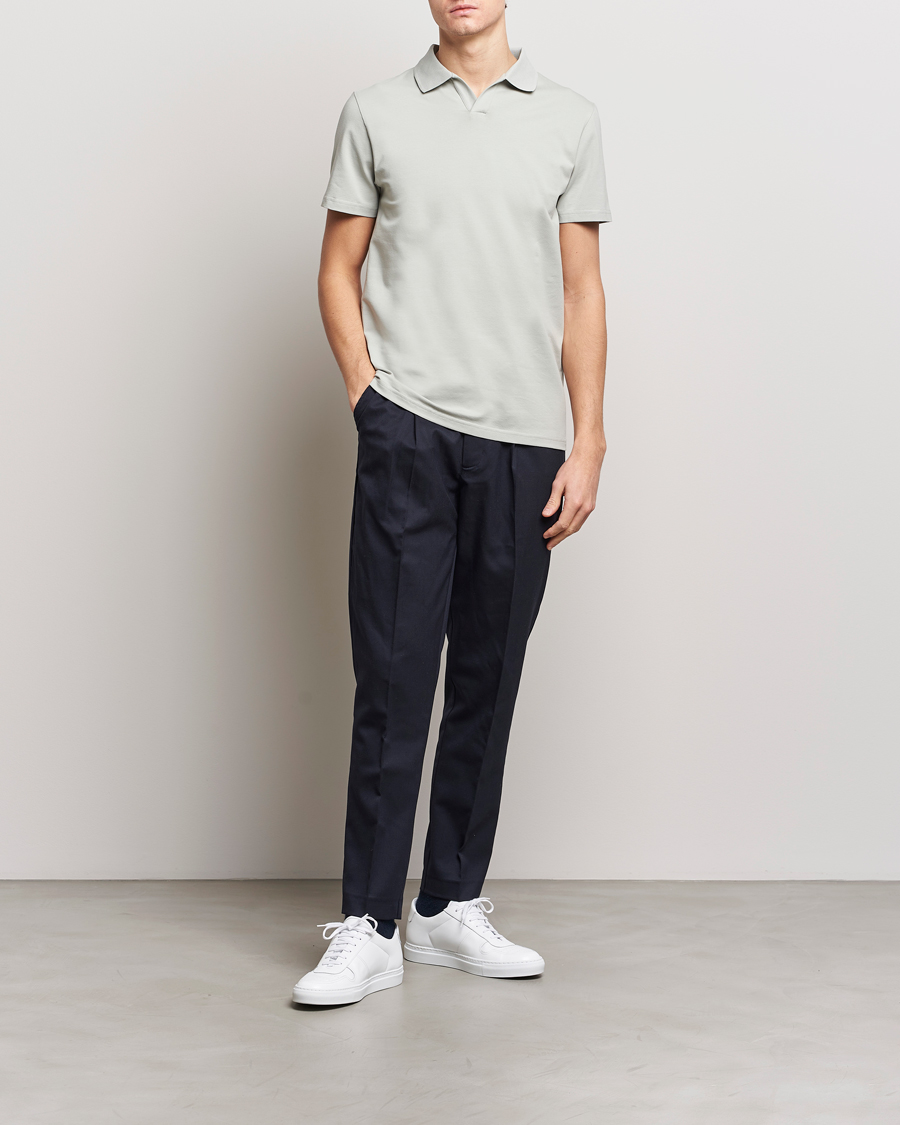 Homme | Polos | Filippa K | Soft Lycra Polo T-Shirt Green Grey