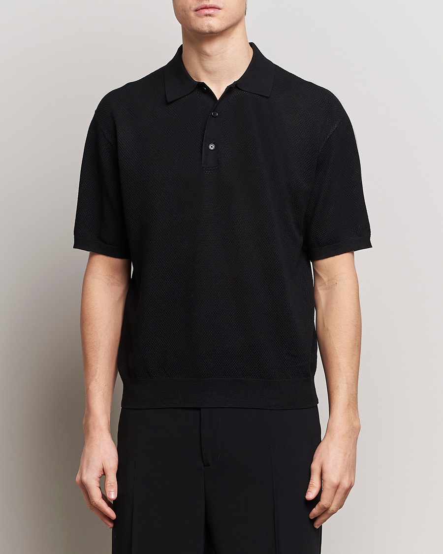 Homme | Polos À Manches Courtes | Filippa K | Mesh Knitted Polo Black