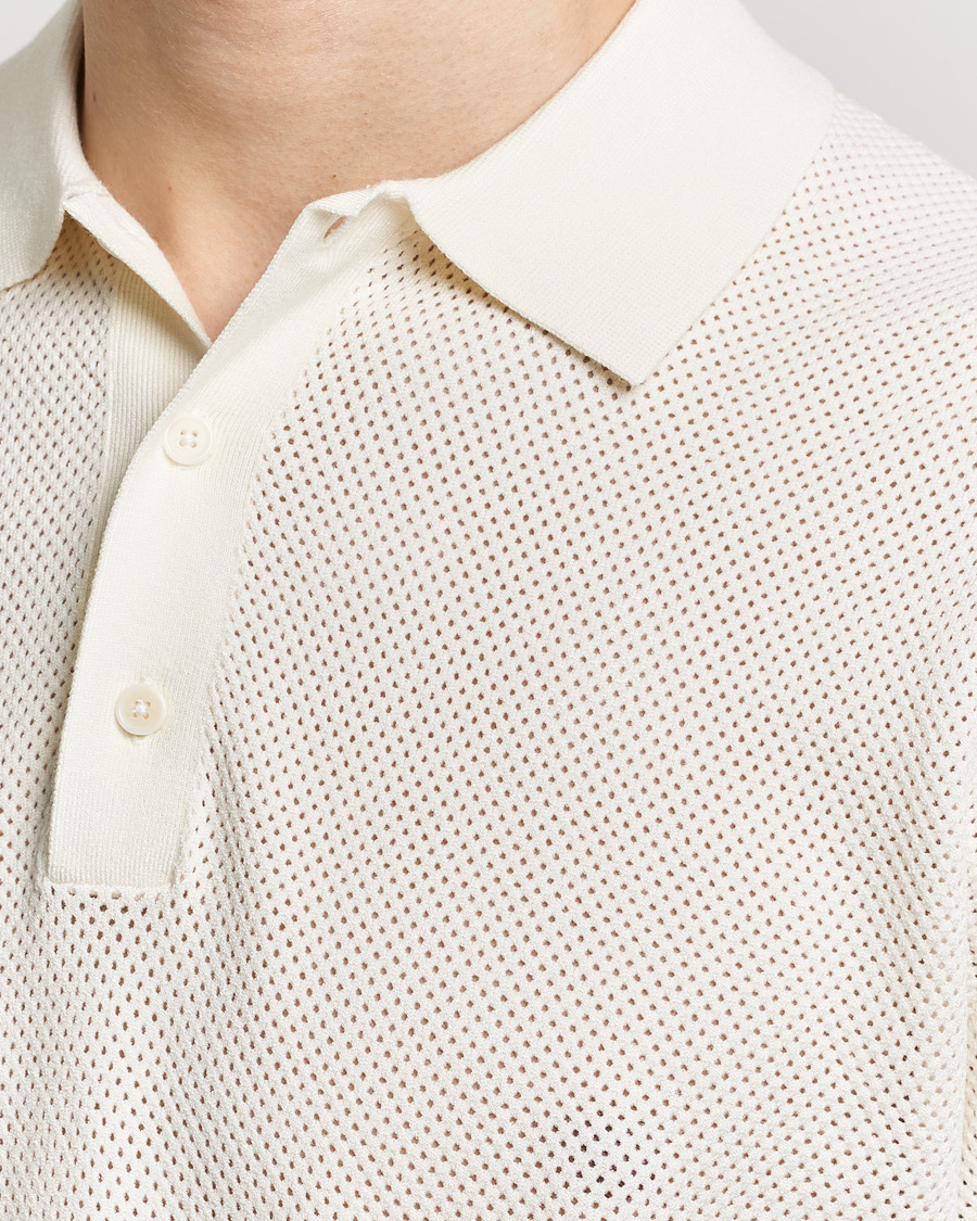 Homme | Polos | Filippa K | Mesh Knitted Polo Chalk White