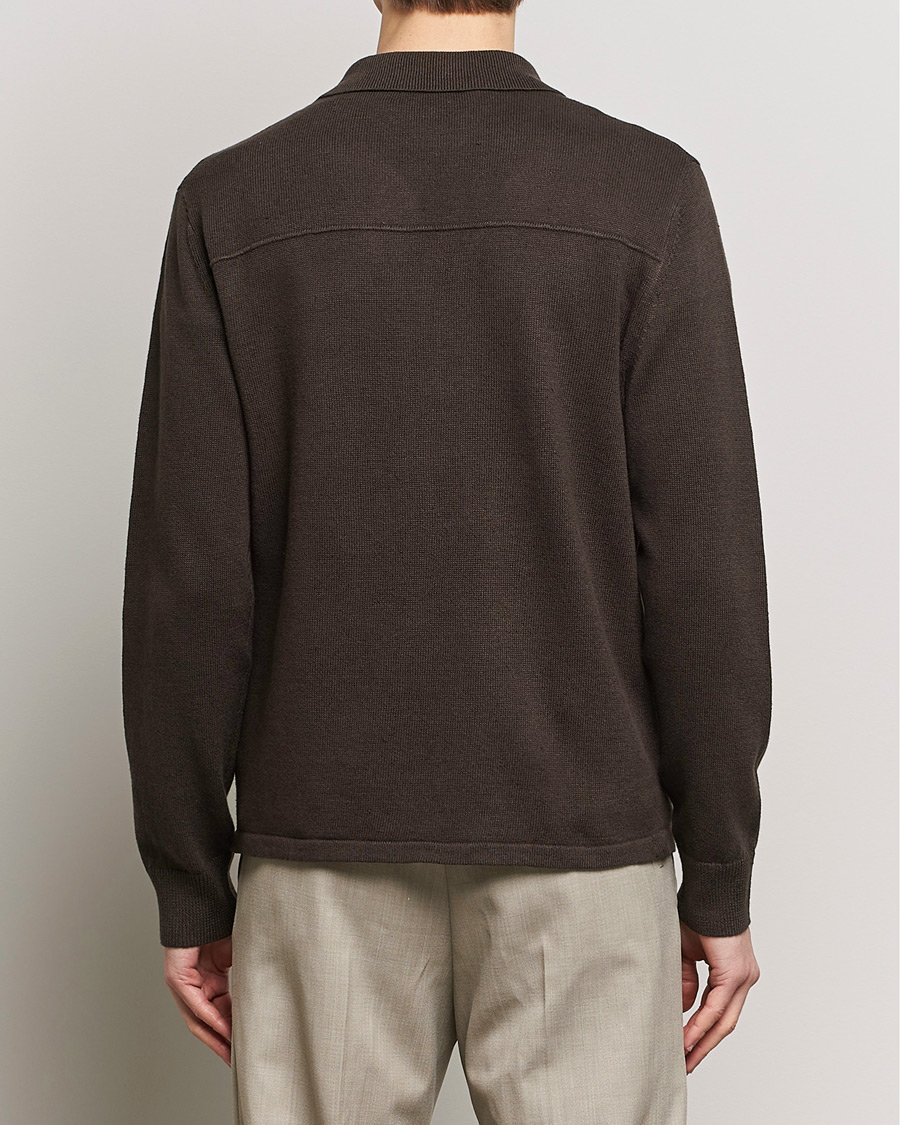 Homme | Pulls Et Tricots | Filippa K | Cotton Linen Knitted Shirt Dark Oak