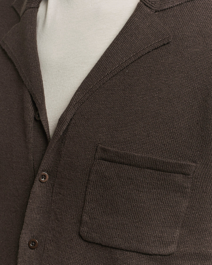 Homme | Pulls Et Tricots | Filippa K | Cotton Linen Knitted Shirt Dark Oak