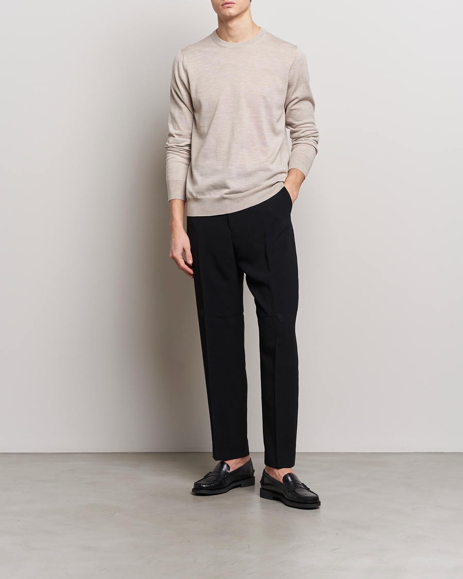 Homme | Pulls Et Tricots | Filippa K | Merino Round Neck Sweater Beige Melange
