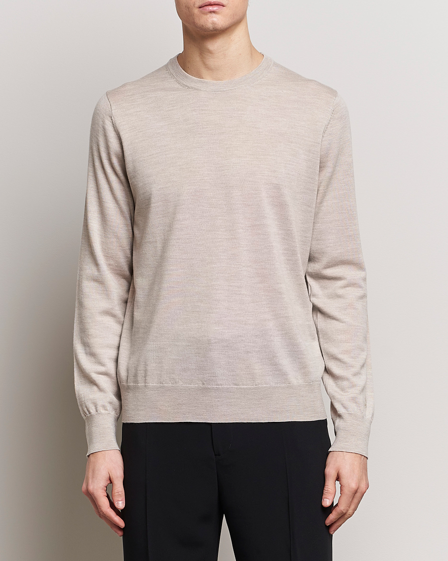 Homme | Vêtements | Filippa K | Merino Round Neck Sweater Beige Melange