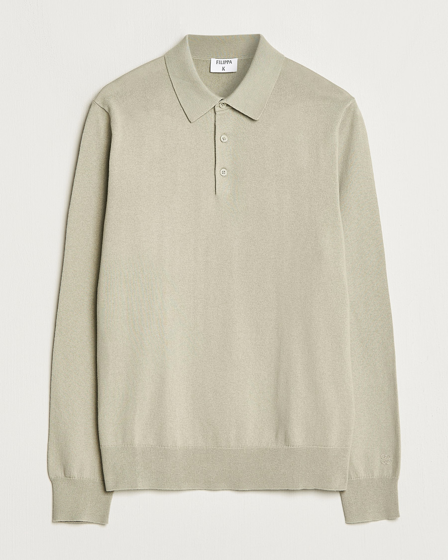 Homme | Pulls Et Tricots | Filippa K | Knitted Polo Shirt Light Sage