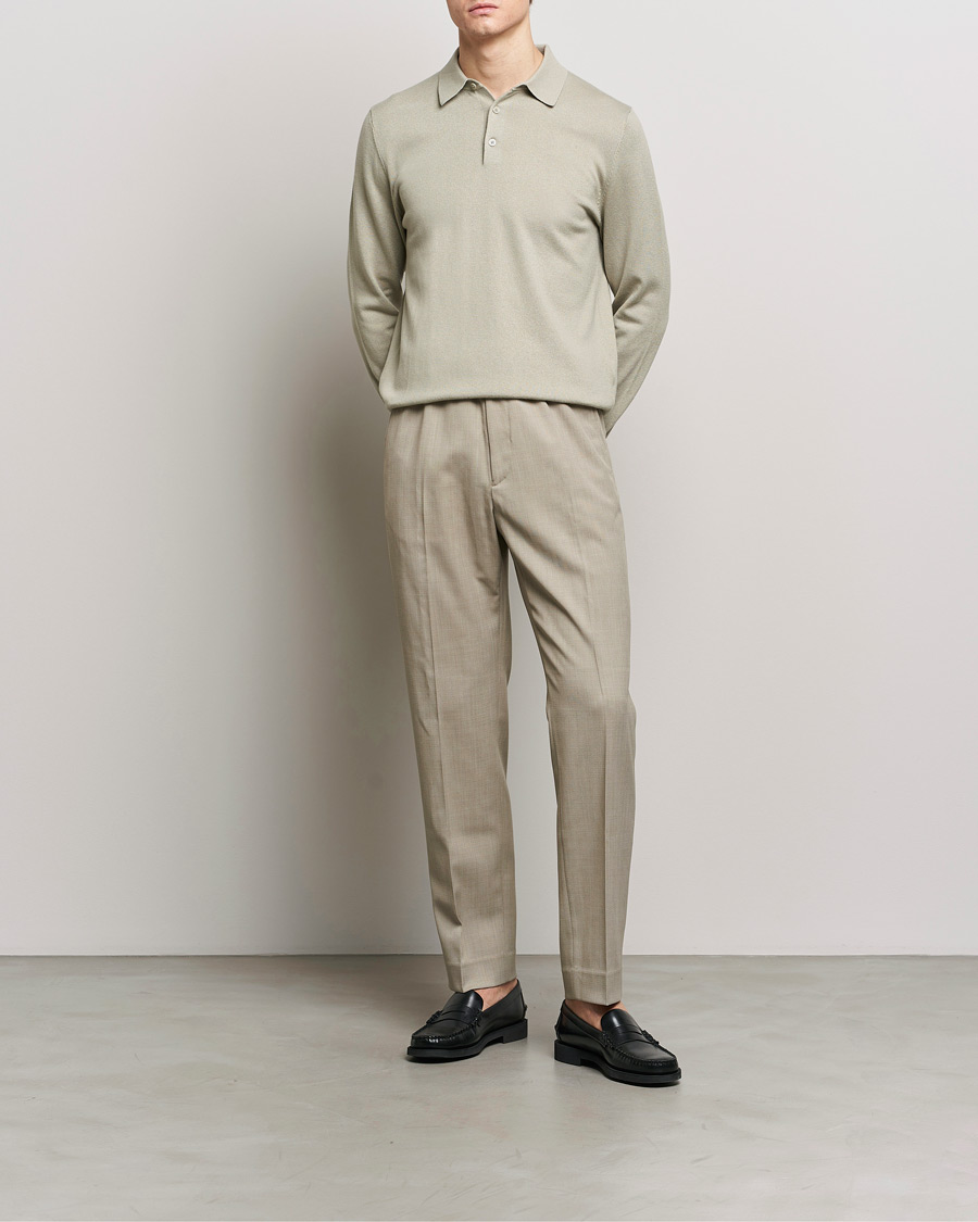Homme | Pulls Et Tricots | Filippa K | Knitted Polo Shirt Light Sage