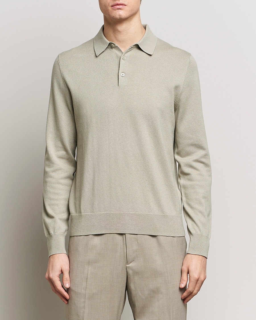Homme | Vêtements | Filippa K | Knitted Polo Shirt Light Sage