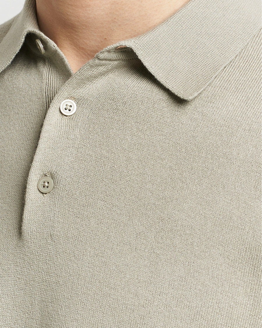 Homme | Pulls Et Tricots | Filippa K | Knitted Polo Shirt Light Sage