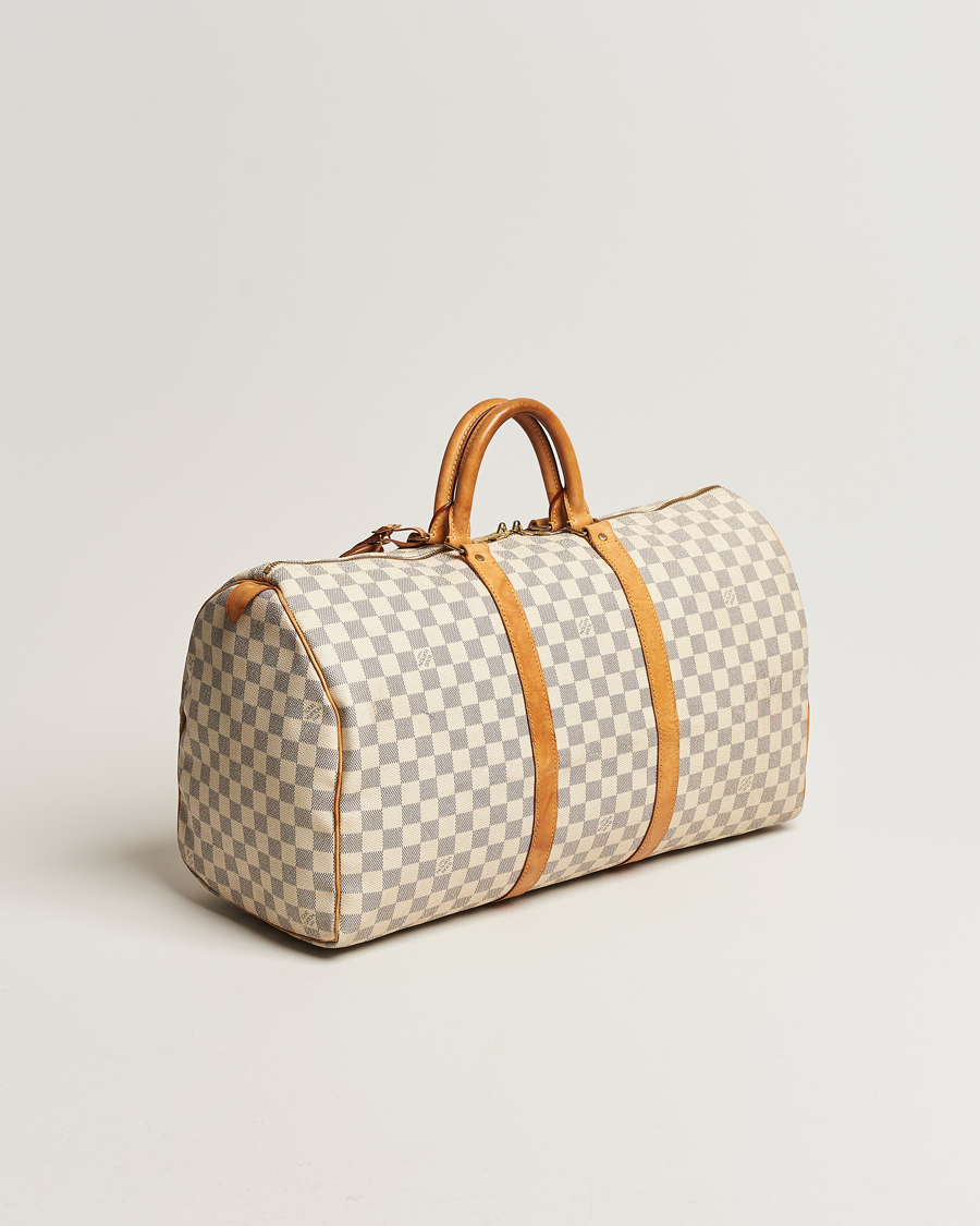 Homme | Louis Vuitton Pre-Owned Keepall 50 Bag Damier Azur | Louis Vuitton Pre-Owned | Keepall 50 Bag Damier Azur