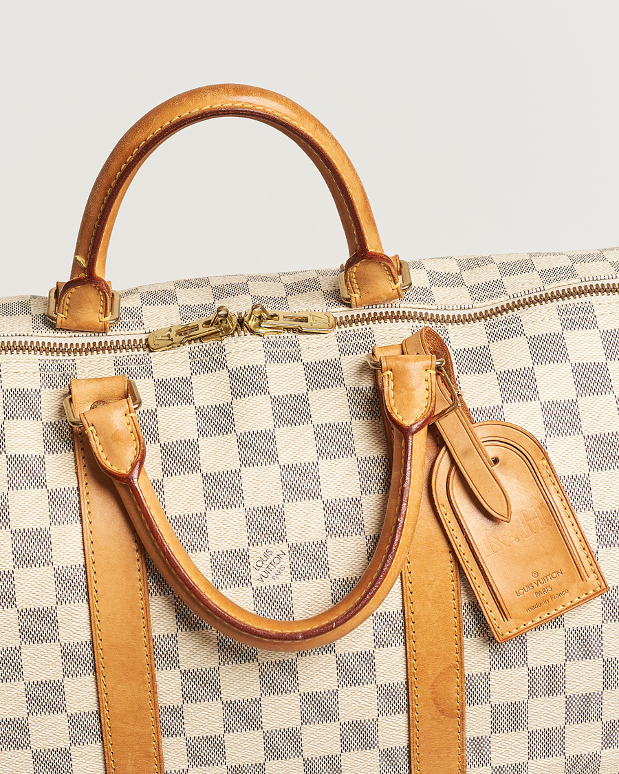 Homme | Louis Vuitton Pre-Owned Keepall 50 Bag Damier Azur | Louis Vuitton Pre-Owned | Keepall 50 Bag Damier Azur