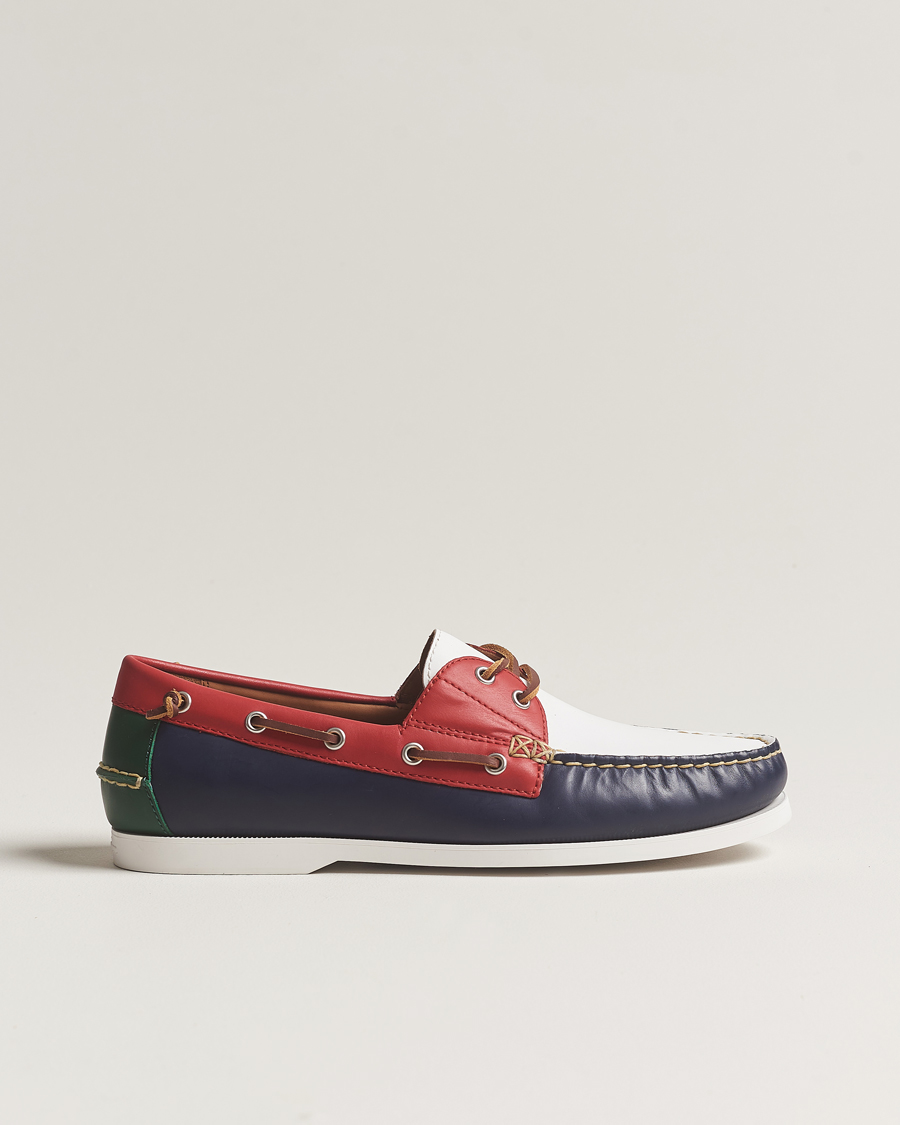 Homme | Polo Ralph Lauren Merton Leather Boat Shoe Red/White/Blue | Polo Ralph Lauren | Merton Leather Boat Shoe Red/White/Blue