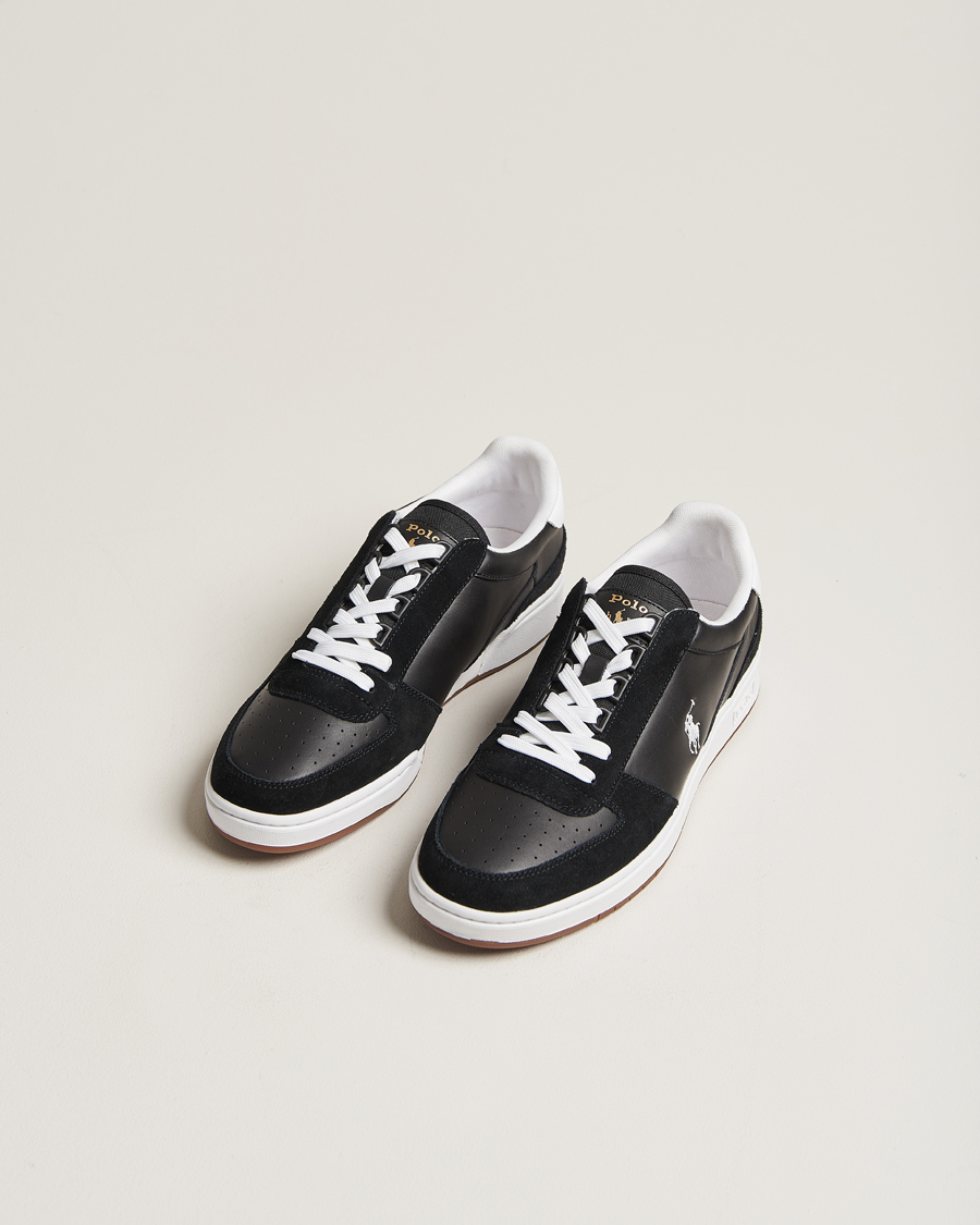 Homme | Baskets Noires | Polo Ralph Lauren | CRT Leather/Suede Sneaker Black/White