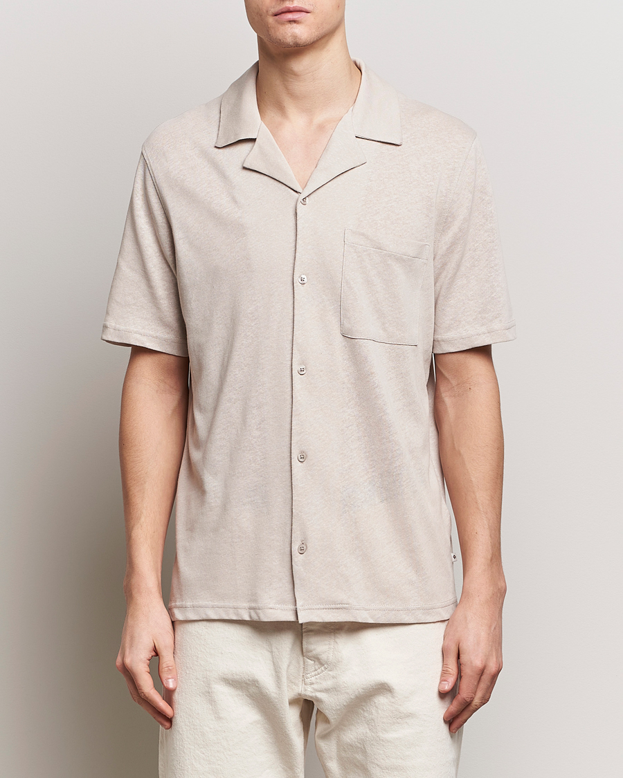 Herre | Skjorter | Samsøe Samsøe | Samartin Cotton/Linen Short Sleeve Shirt Moonstruck