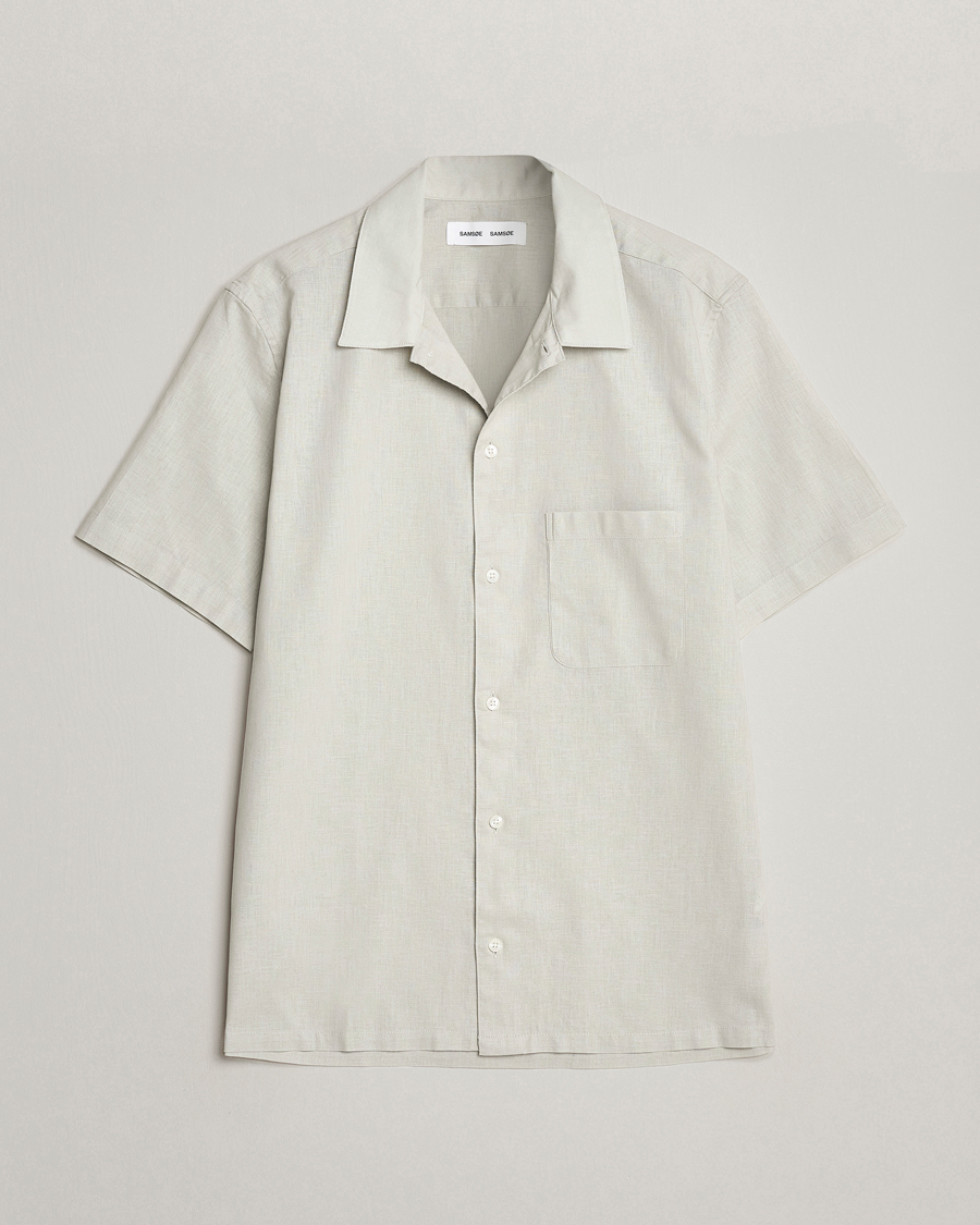 Homme | Chemises | Samsøe Samsøe | Avan Linen/Cotton Short Sleeve Shirt Moonstruck