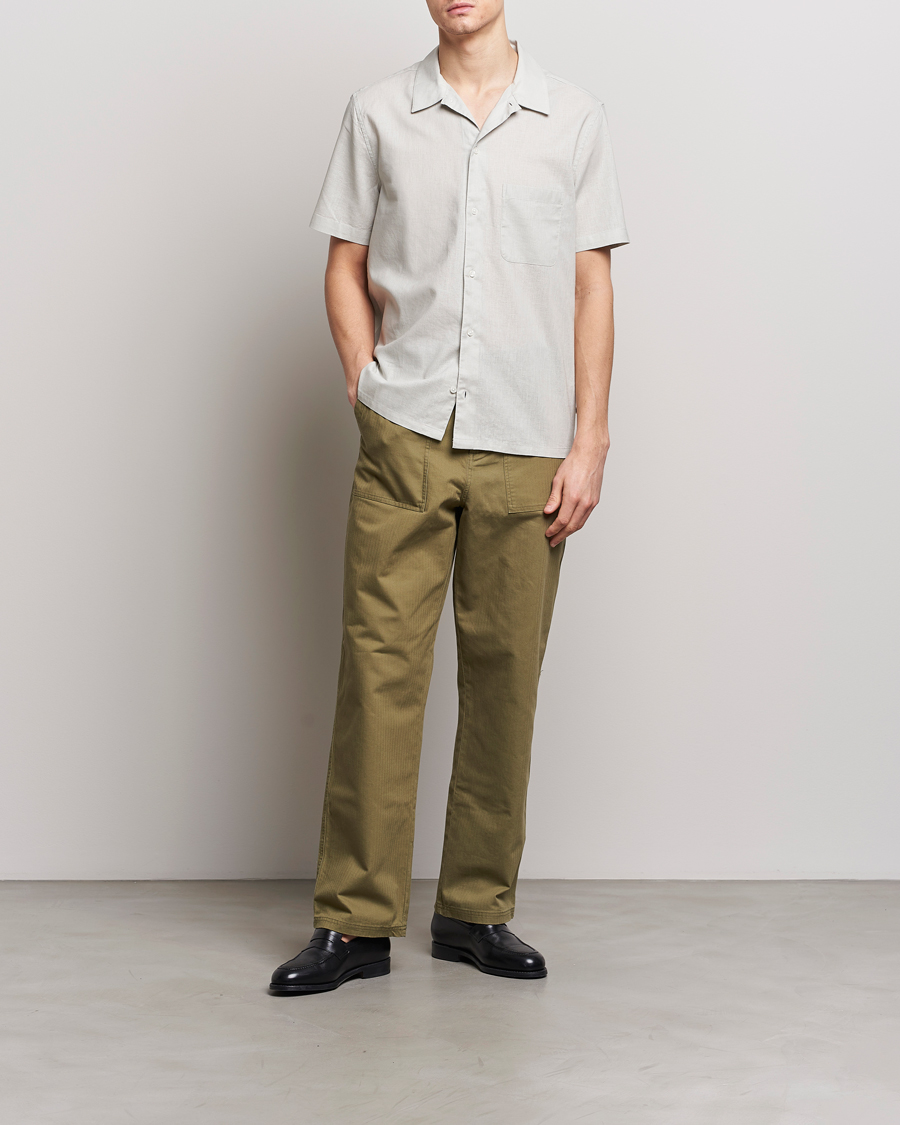 Homme | Chemises | Samsøe Samsøe | Avan Linen/Cotton Short Sleeve Shirt Moonstruck