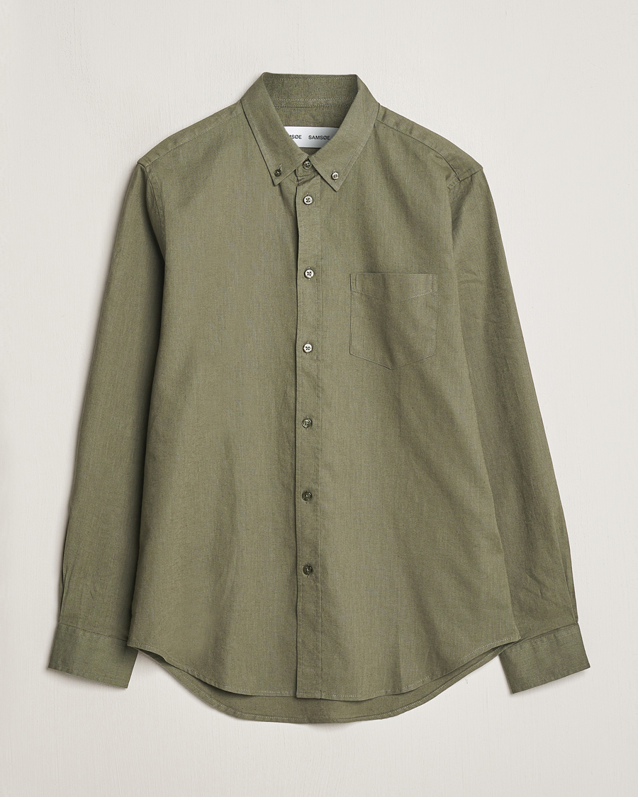 Homme | Chemises | Samsøe Samsøe | Liam Linen/Cotton Shirt Dusty Olive