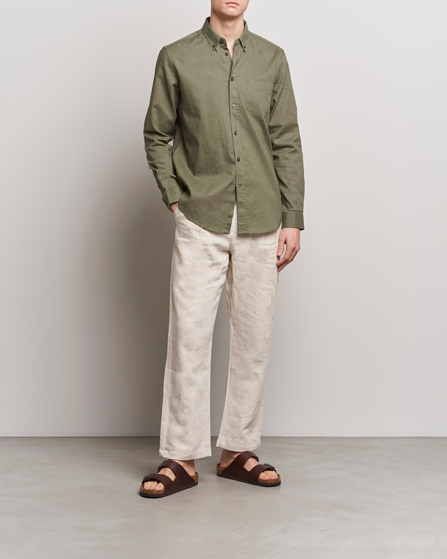 Homme | Chemises | Samsøe Samsøe | Liam Linen/Cotton Shirt Dusty Olive