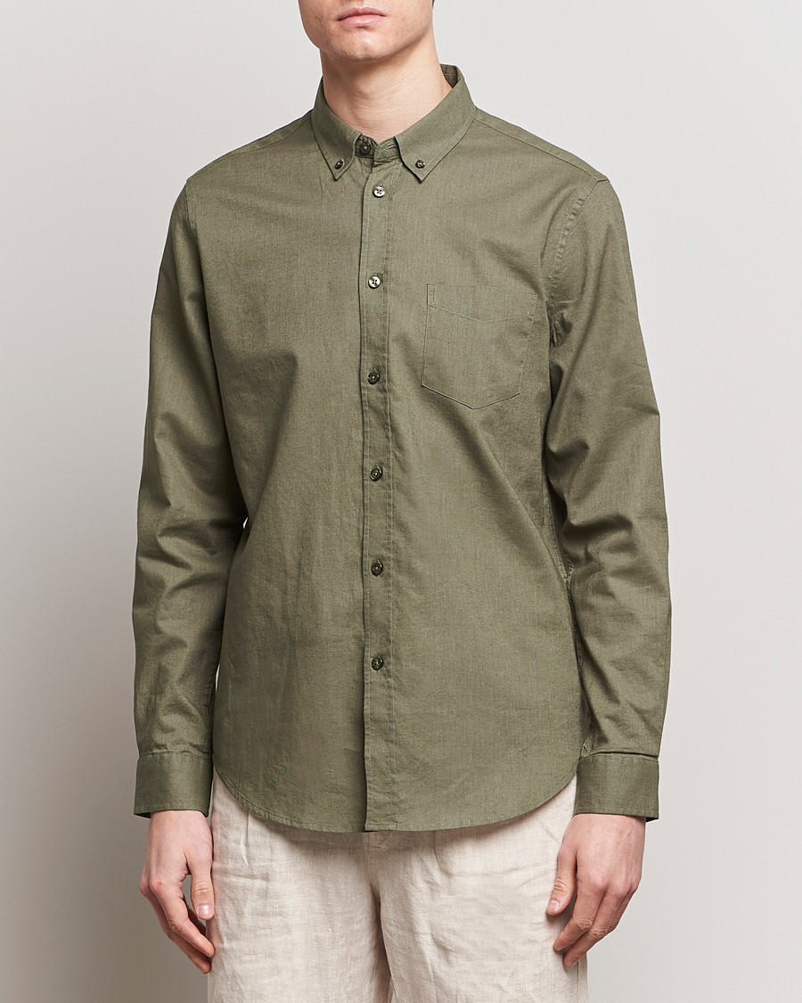 Homme | Chemises | Samsøe Samsøe | Liam Linen/Cotton Shirt Dusty Olive