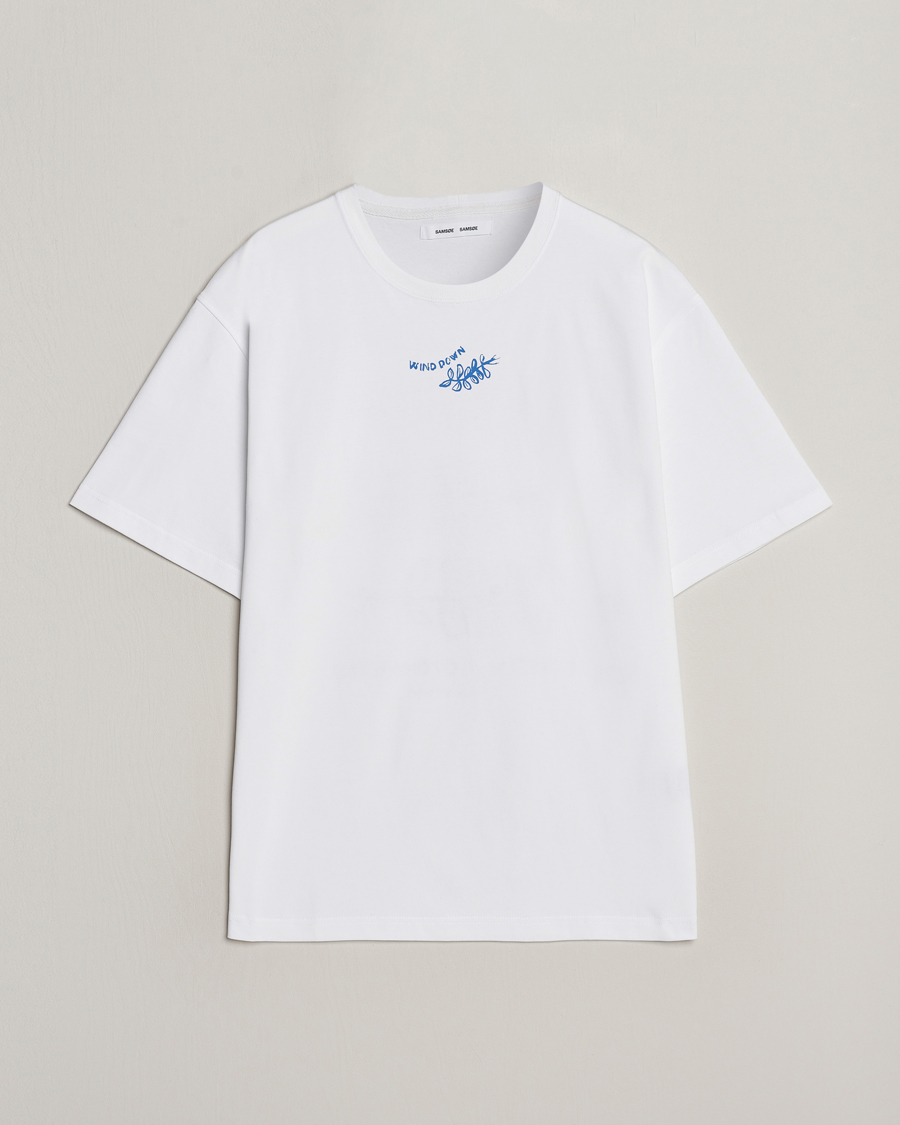 Homme | T-shirts | Samsøe Samsøe | Sawind Printed Crew Neck T-Shirt White