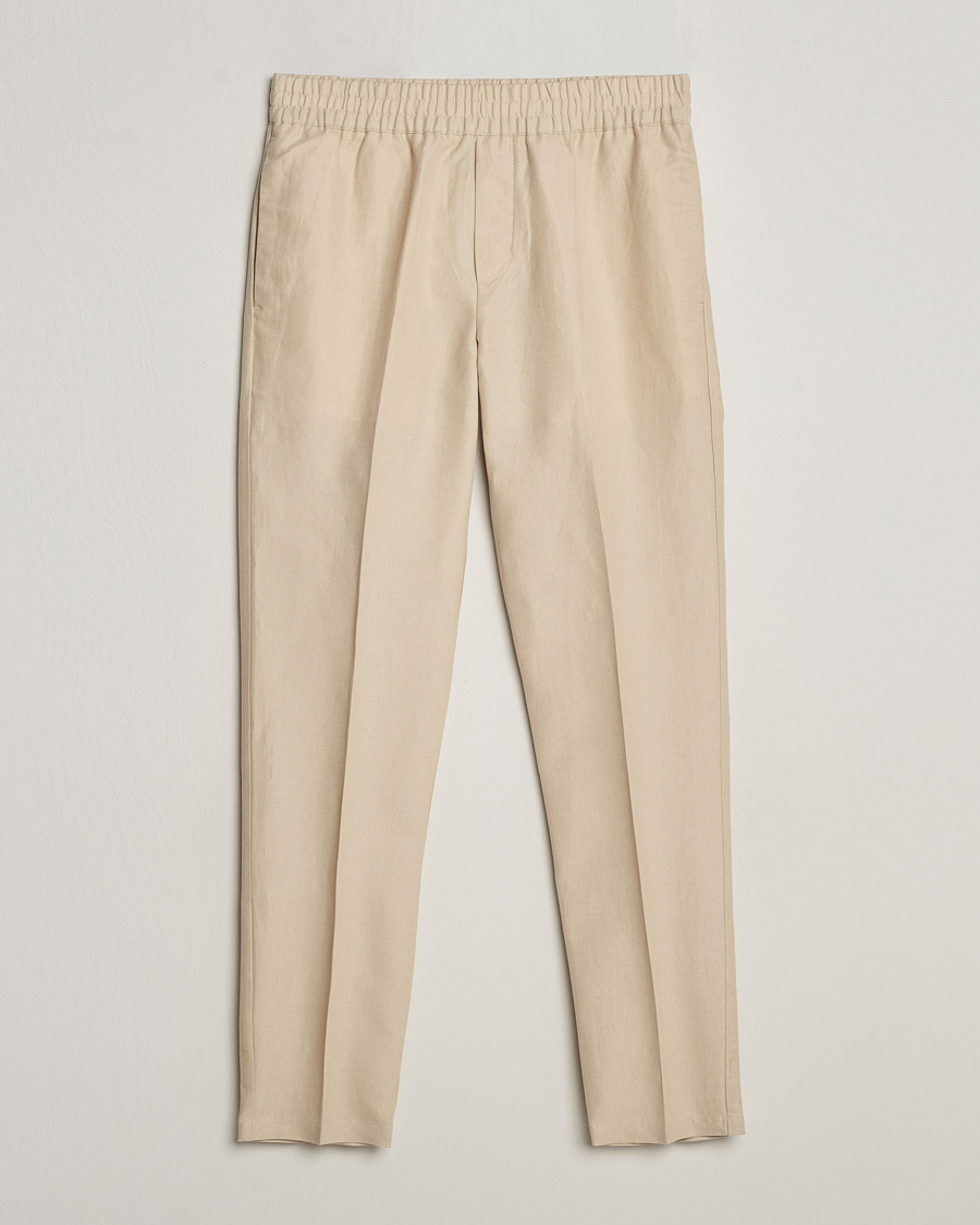 Homme | Pantalons | Samsøe Samsøe | Smithy Linen/Cotton Drawstring Trousers Oatmeal