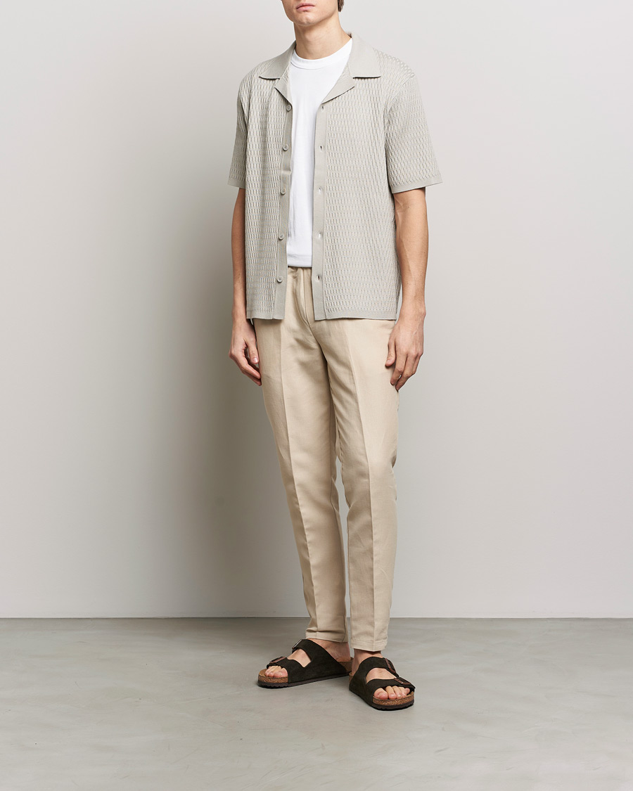 Homme | Pantalons | Samsøe Samsøe | Smithy Linen/Cotton Drawstring Trousers Oatmeal