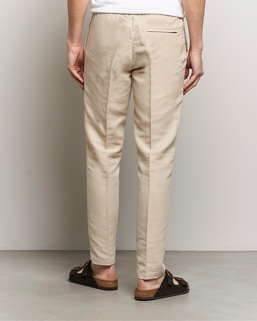 Homme | Pantalons | Samsøe Samsøe | Smithy Linen/Cotton Drawstring Trousers Oatmeal