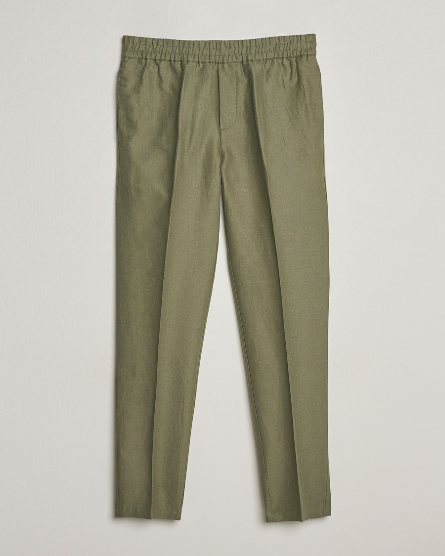 Homme | Pantalons | Samsøe Samsøe | Smithy Linen/Cotton Drawstring Trousers Dusty Olive
