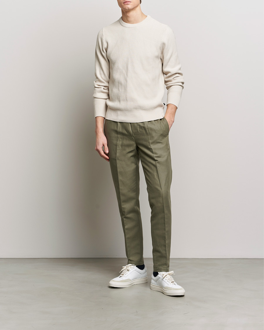Homme | Pantalons | Samsøe Samsøe | Smithy Linen/Cotton Drawstring Trousers Dusty Olive