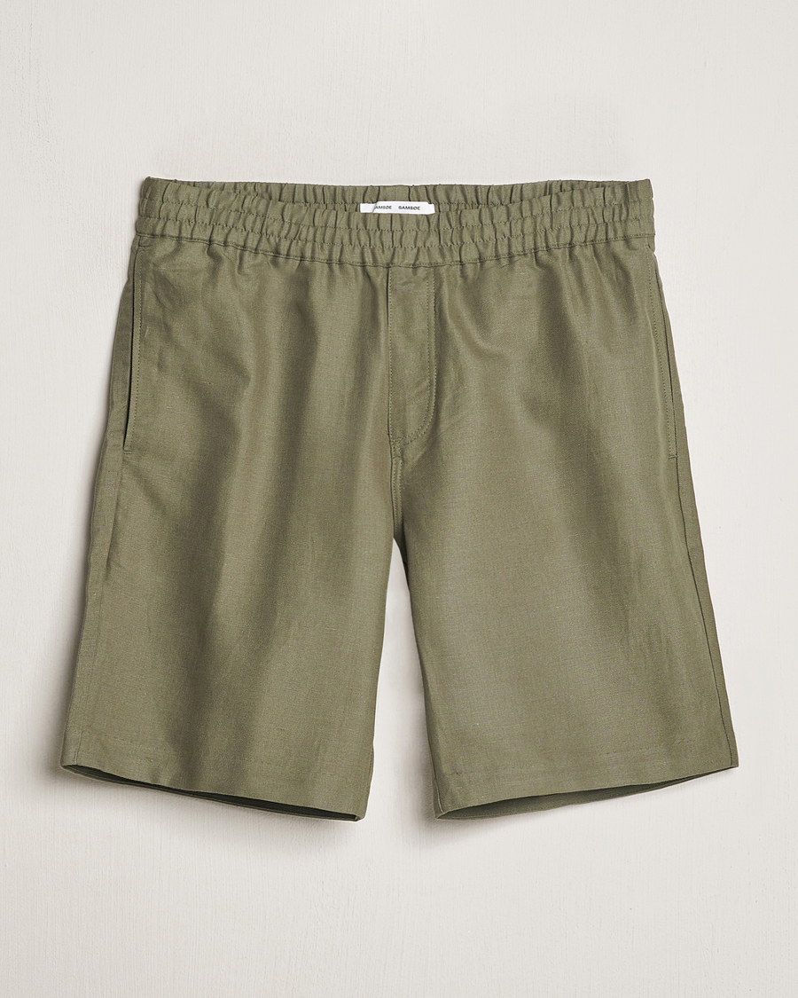 Homme | Shorts | Samsøe Samsøe | Smith Linen/Cotton Drawstring Shorts Dusty Olive