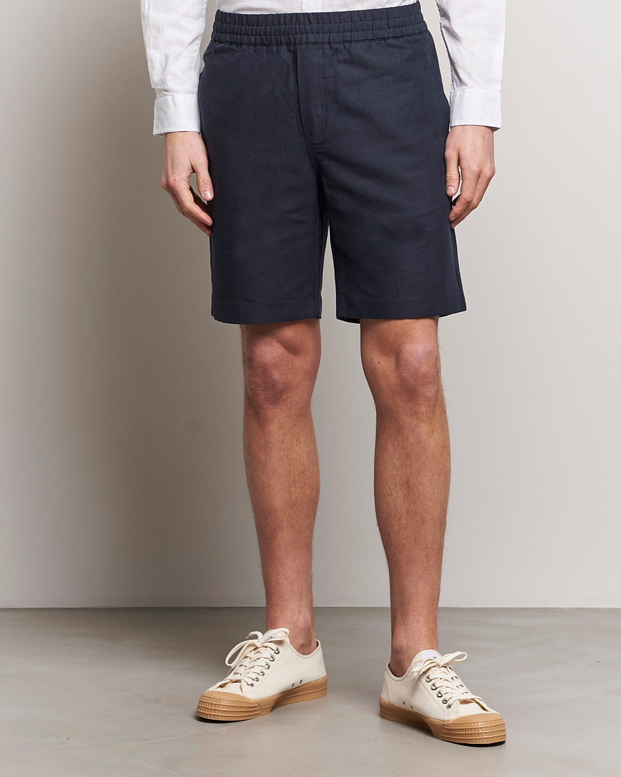 Homme | Shorts | Samsøe Samsøe | Smith Linen/Cotton Drawstring Shorts Salute Navy