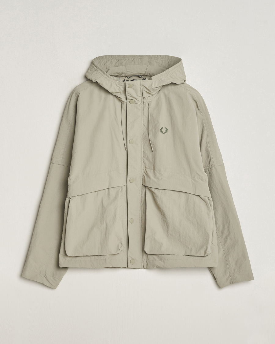Homme | Manteaux Et Vestes | Fred Perry | Cropped Ripstop Hooded Jacket Warm Grey