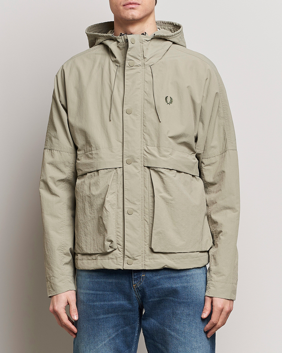 Homme | Vestes De Printemps | Fred Perry | Cropped Ripstop Hooded Jacket Warm Grey