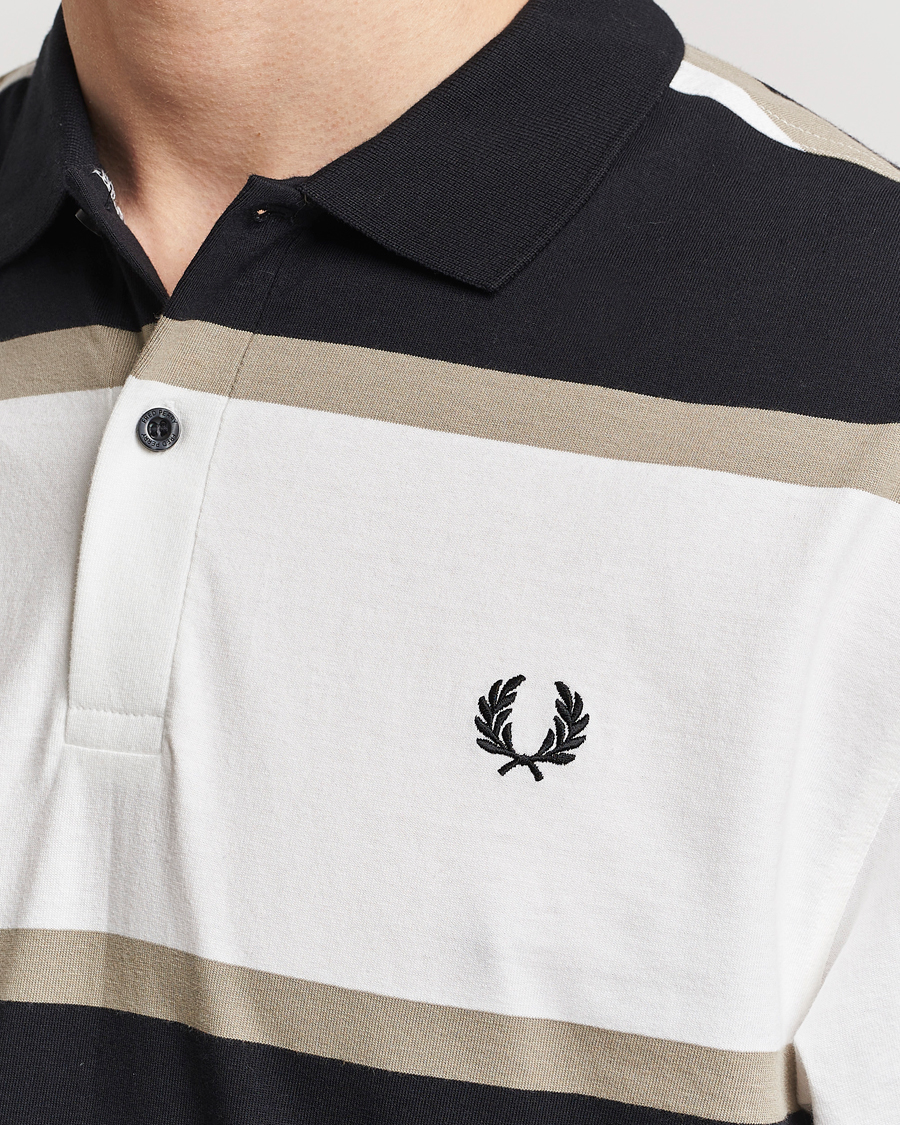 Homme | Pulls Et Tricots | Fred Perry | Relaxed Striped Rugby Shirt Snow White/Navy