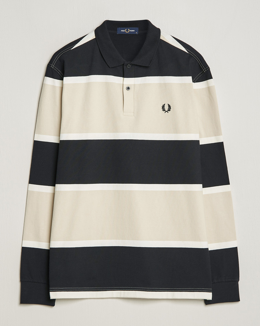 Homme | Pulls Et Tricots | Fred Perry | Relaxed Striped Rugby Shirt Oatameal/Black