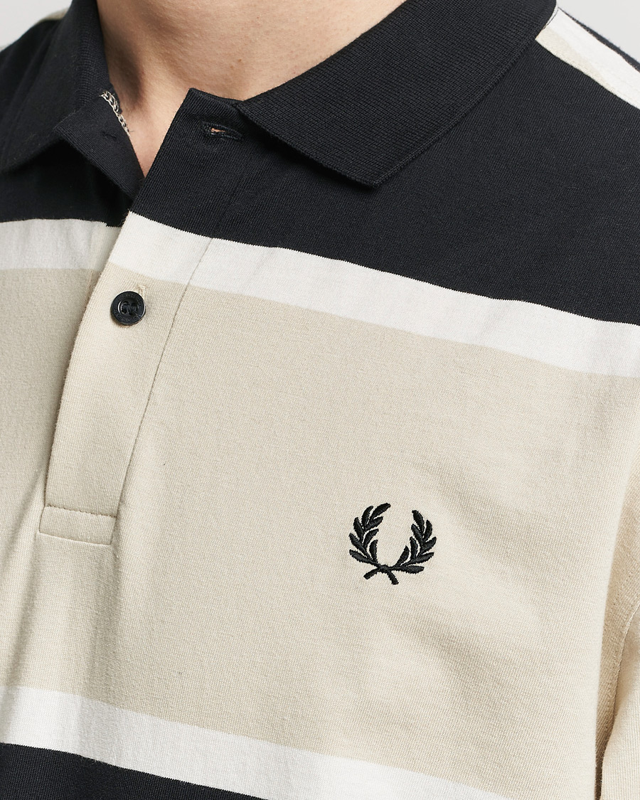 Homme | Pulls Et Tricots | Fred Perry | Relaxed Striped Rugby Shirt Oatameal/Black