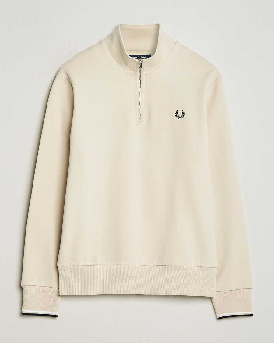 Homme | Pulls Et Tricots | Fred Perry | Half Zip Sweatshirt Oatmeal