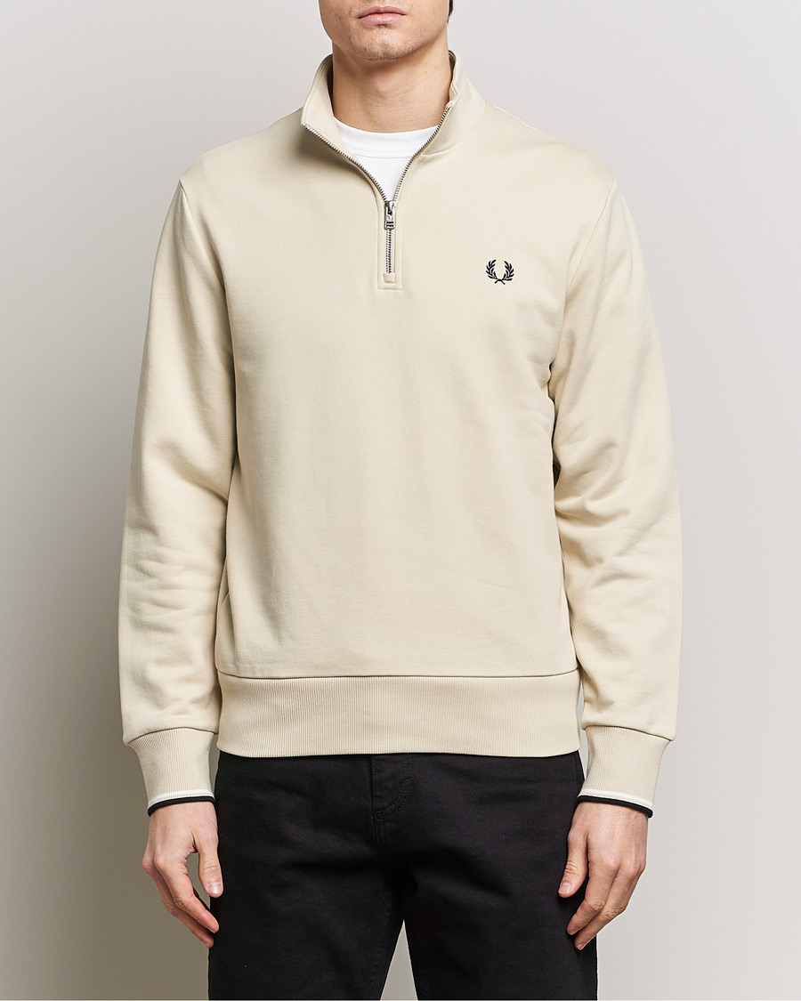 Homme | Pulls Et Tricots | Fred Perry | Half Zip Sweatshirt Oatmeal
